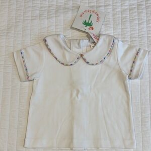 White Kids collared shirt with Colorful Trim by Shrimp and Grits Kids
